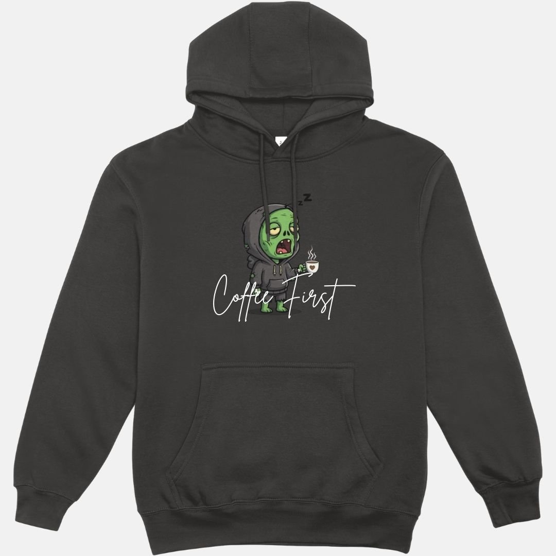 Black Printed Hooded Front