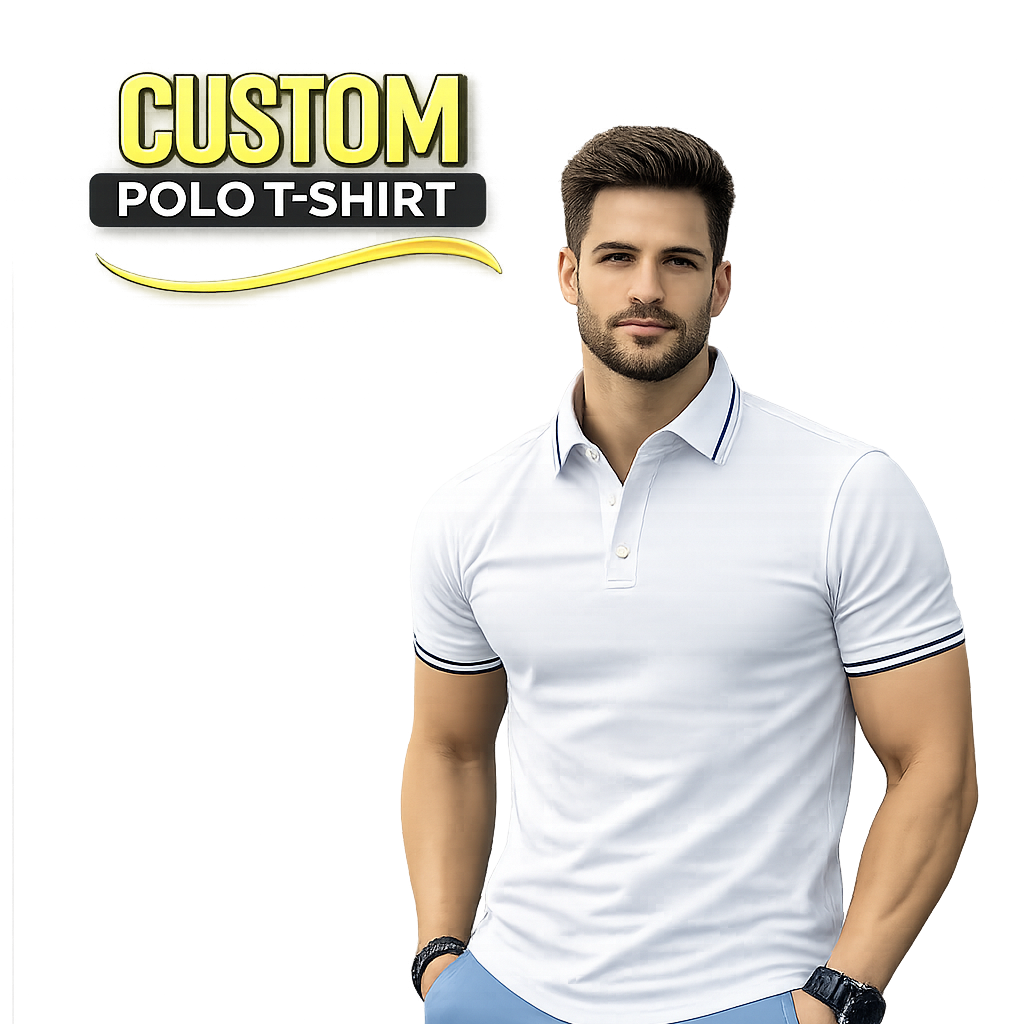 CUSTOM POLO T-SHIRTS White Mprintz CUSTOM POLO T-SHIRTS White Mprintz