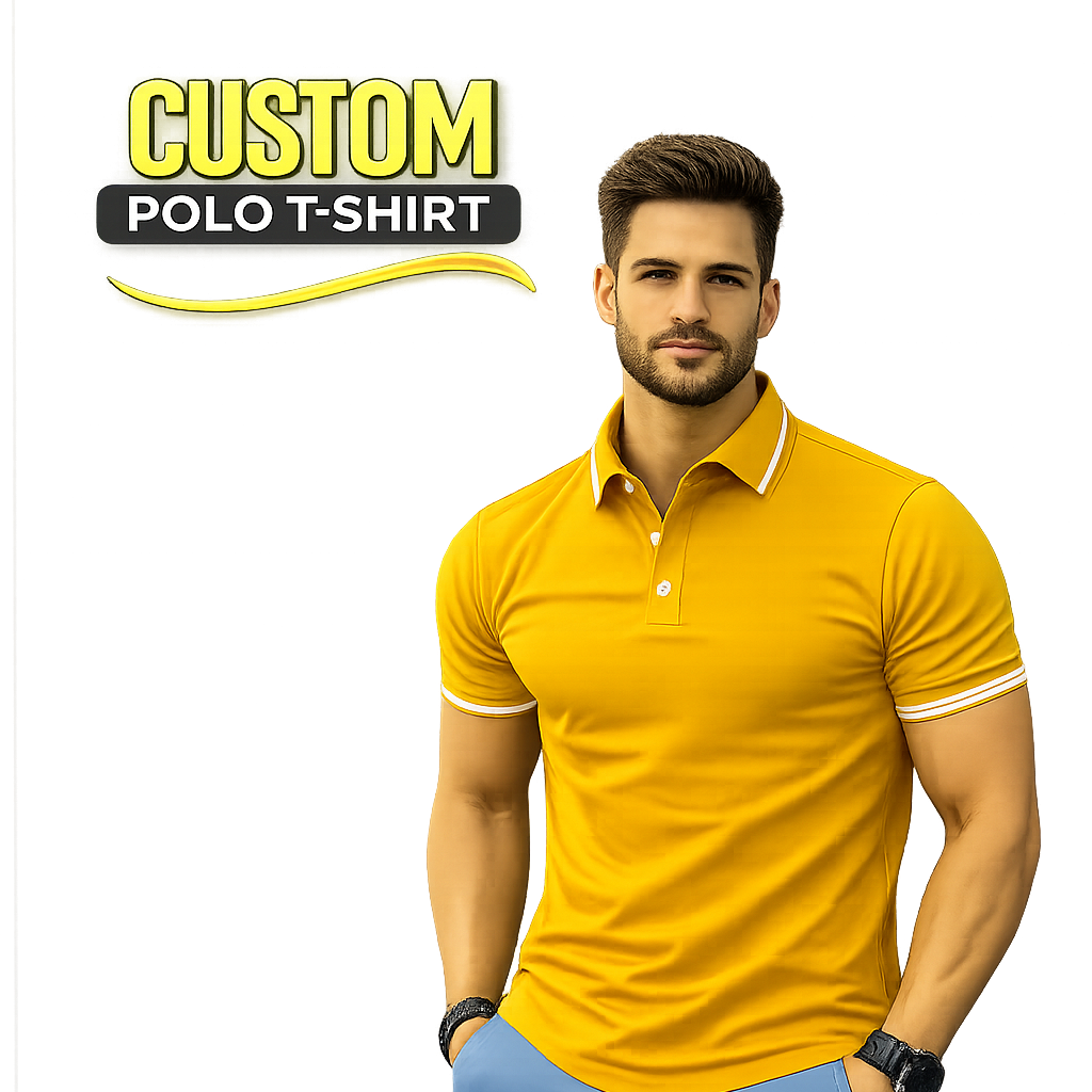 CUSTOM POLO T-SHIRTS Yellow-Mprintz CUSTOM POLO T-SHIRTS Yellow-Mprintz
