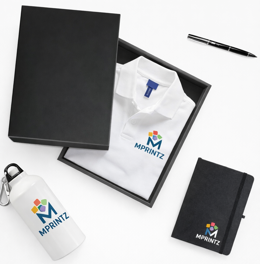 Corporate Welcome Kits with Polo T-Shirt, Water Bottle, Coffee Mug, Diary & Pen